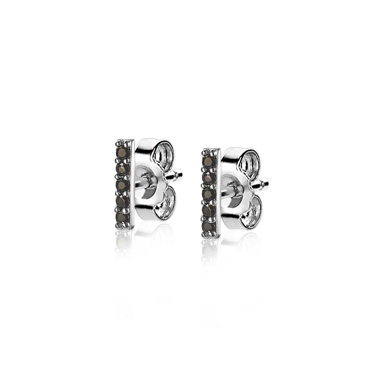 ZINZI silberne Ohrstecker Stab schwarz 8mm ZIO1689BL