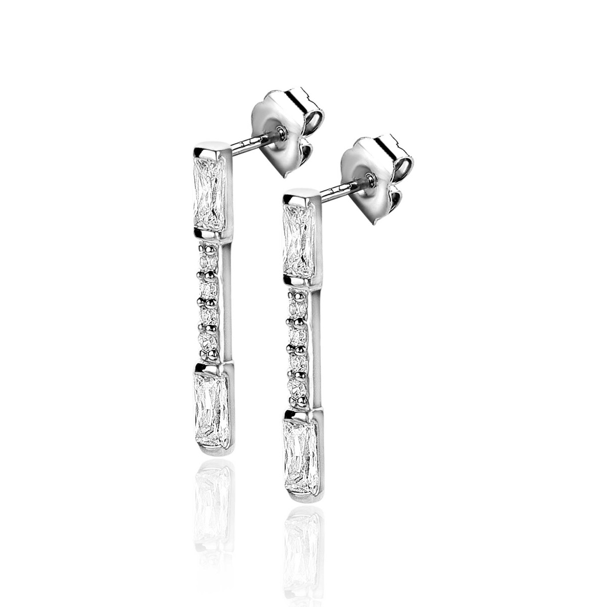 ZINZI silberne Ohrstecker Stab 17mm besetzt mit weißen Zirkonia ZIO2077