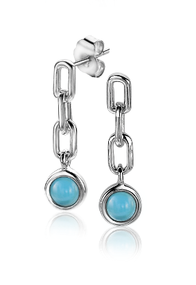 ZINZI silberne Ohrringe 20mm paperclip Glieder türkis blau ZIO2173