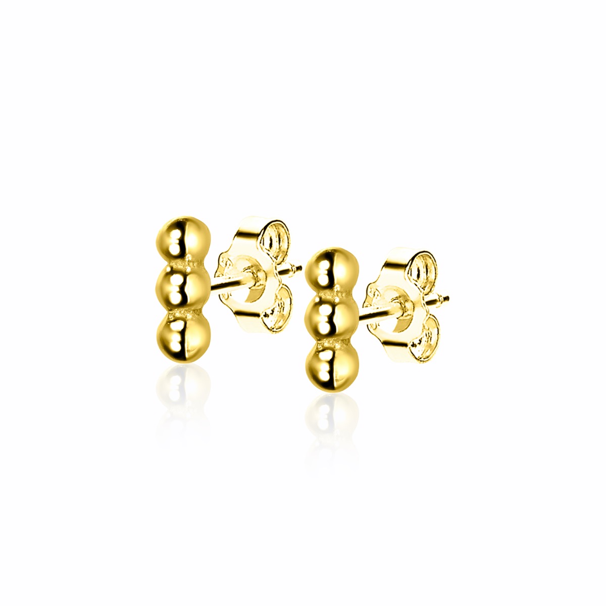 ZINZI silberne Ohrstecker 14K gelbvergoldet drei Kugeln 6mm ZIO2230G