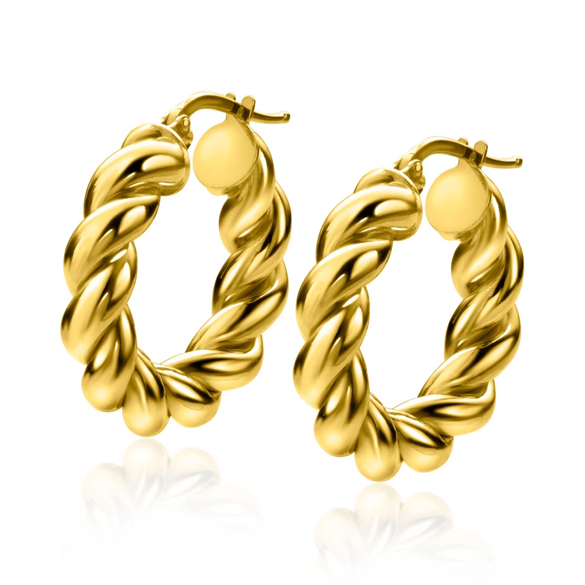 ZINZI zlv. oorringen geel verguld gedraaid 27x6mm