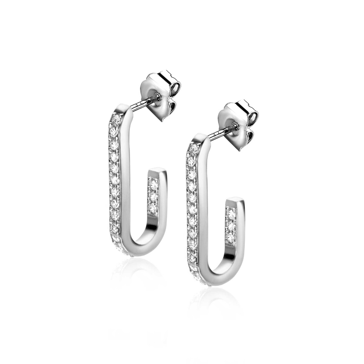ZINZI zlv. oorstekers rechthoek zirconia's 20x2.5mm