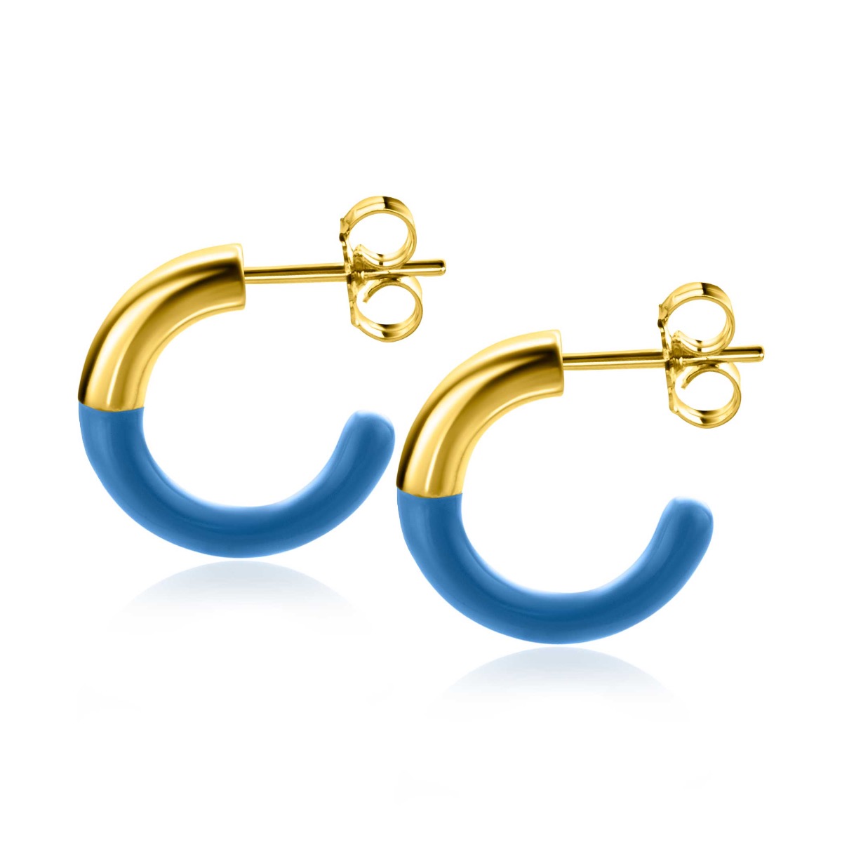 ZINZI zlv. oorstekers geel verguld blauw 16x3mm