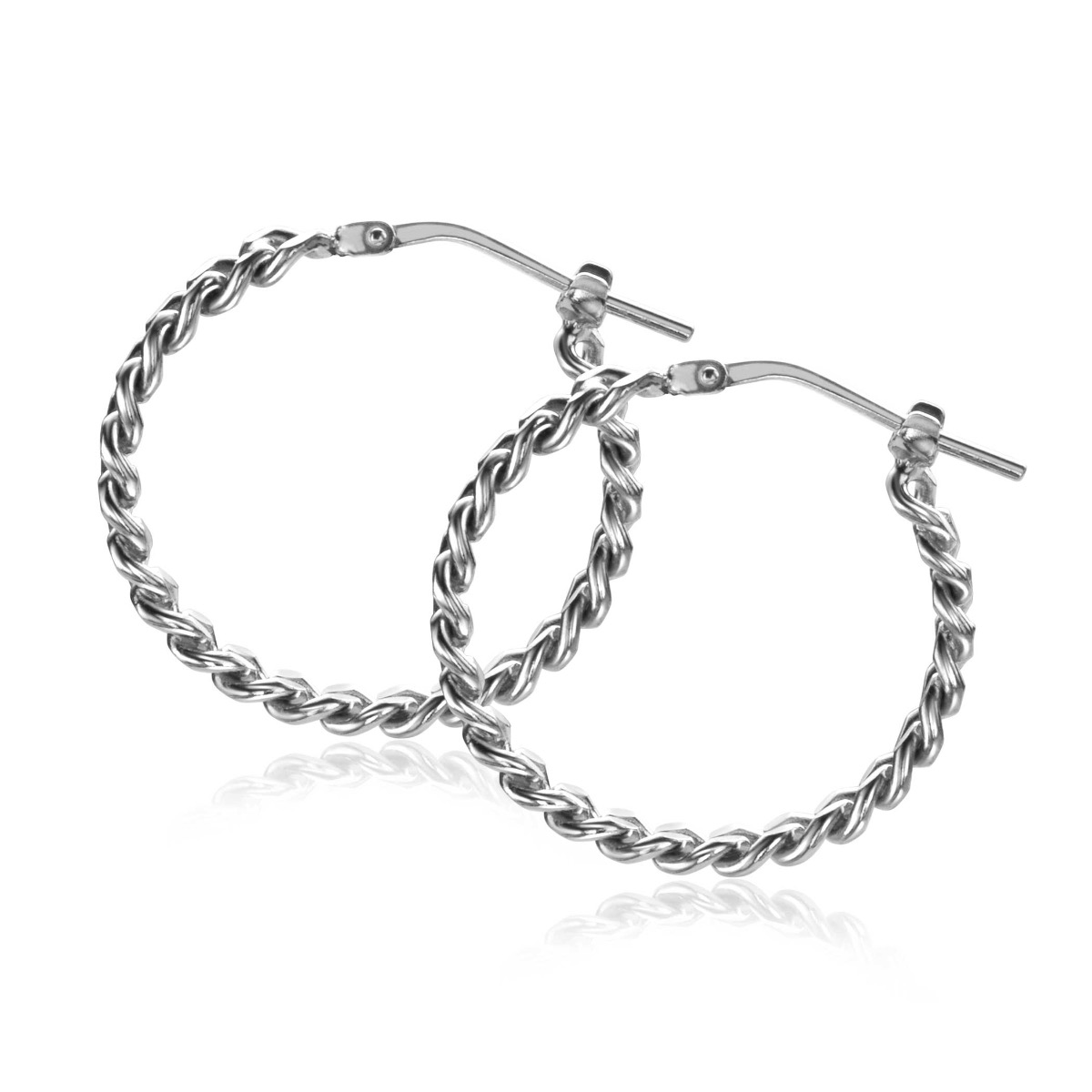 ZINZI zlv. oorringen gourmet schakel 24x3.5mm