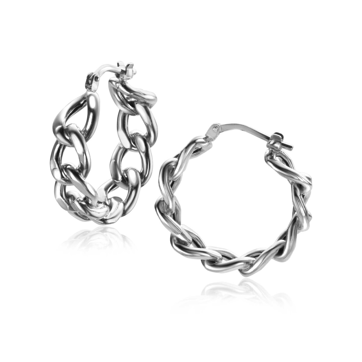 ZINZI zlv. oorringen wijde gourmet schakel 21x6mm