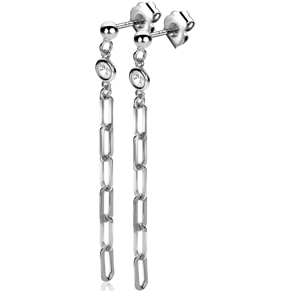 ZINZI zlv.oorstekers hangend paperclip schakels zirc.