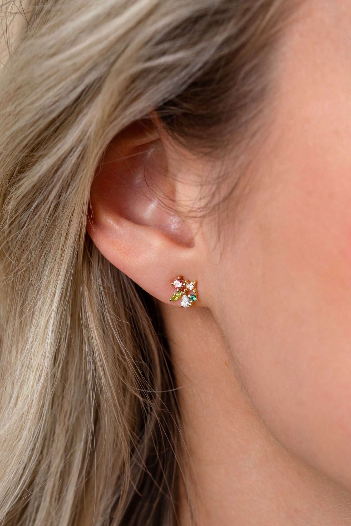 ZINZI zlv. oorknopjes gg.verg.groen/bruin/cham/zir