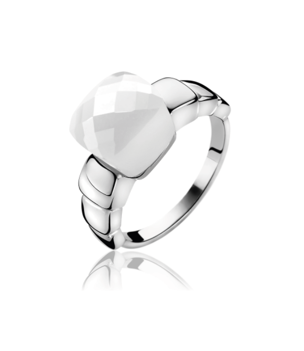 ZINZI silberner Ring weiß ZIR1110